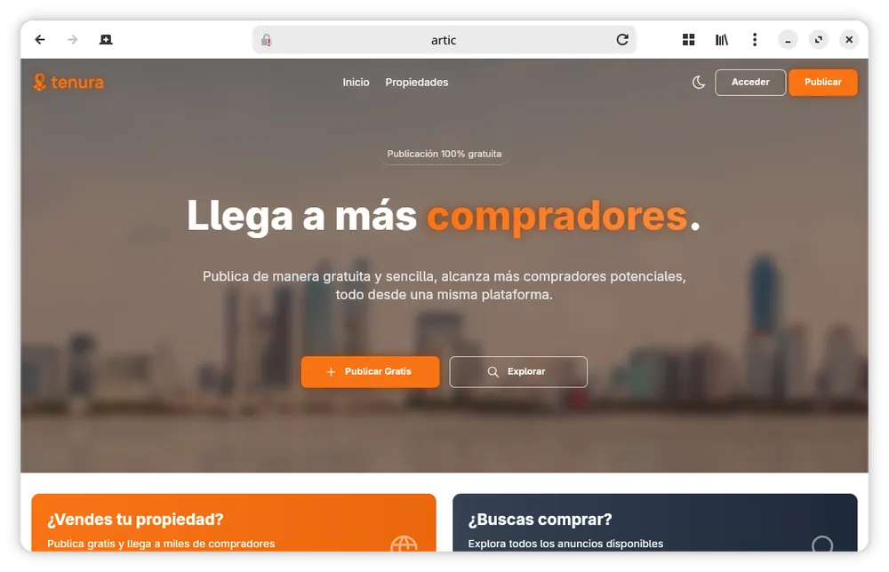 inicio plataforma inmobiliaria Tenura